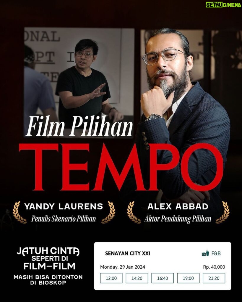 Ernest Prakasa Instagram - Selamat @yndlaurens & @alexabbad buat award-nya di #FilmPilihanTempo! Buat teman-teman yang belum nonton, masih tersisa 1 bioskop! ✨