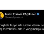 Ernest Prakasa Instagram - "Kenapa ya gw sebel banget ama orang itu?" Bisa jadi, kita sesungguhnya iri. Pada pencapaian, pada harta benda, pada kebahagiaan. Ketika bisa belajar ikhlas & berhenti iri, semua perasaan benci pun hilang. Pernah ngerasain? Gw sih pernah. 🙋‍♂️