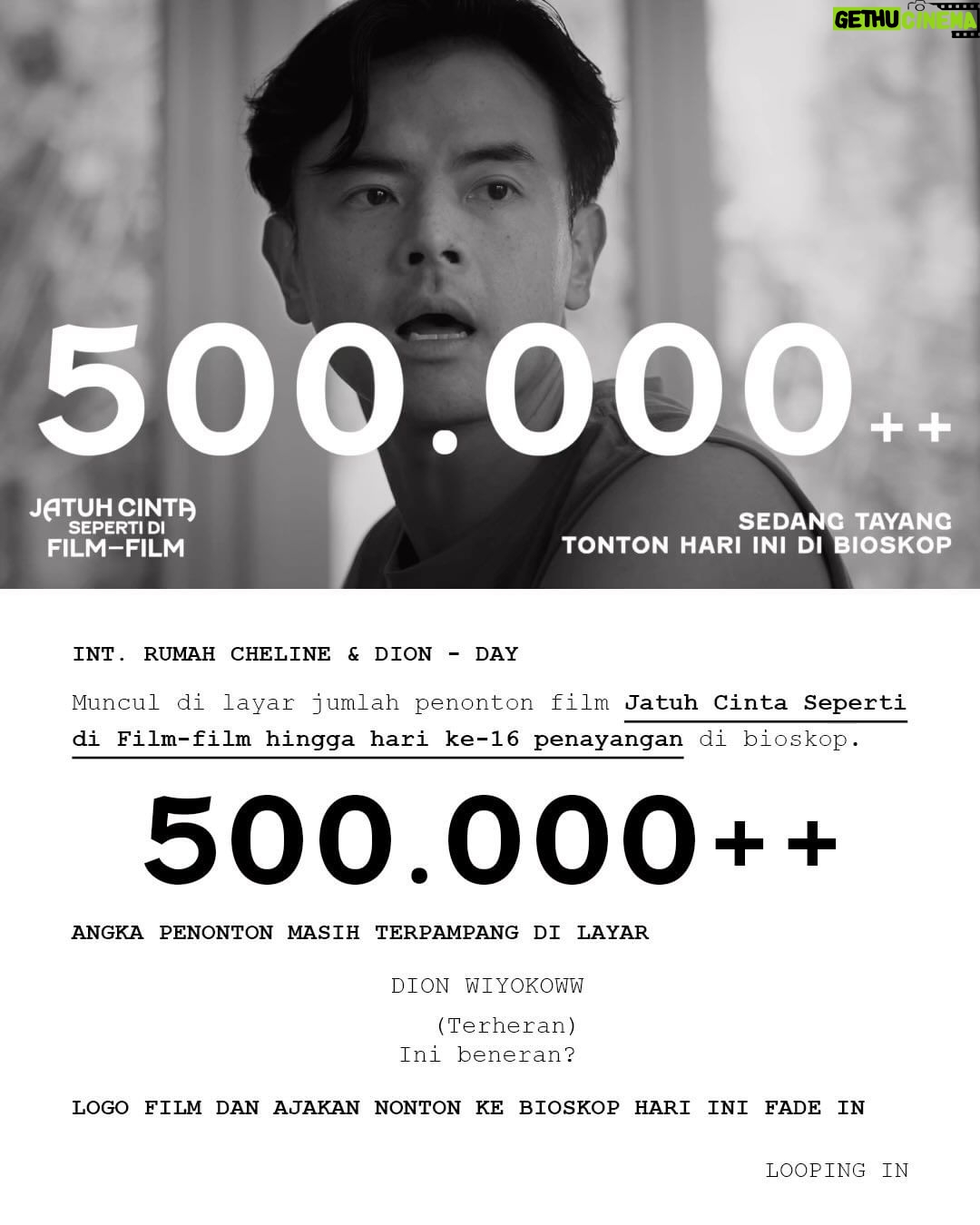 Ernest Prakasa Instagram - Reaksi @dionwiyoko itu reaksi kami segenap cast & crew. π₯Ήπ¬ Jujur, 500.000 adalah angka yang tidak pernah terbayangkan sebelumnya. Terima kasih teman-teman yang sudah nonton. Kami sayang kalian semua. π€π€ #Jesedef #JatuhCintaSepertidiFilmFilm