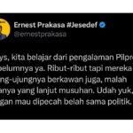 Ernest Prakasa Instagram - Siapa pun presidennya, kita akan tetep harus urus diri masing-masing. Mari tetap berteman. 🤝