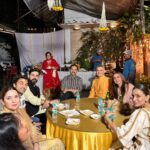 Esha Deol Instagram - Had a lovely gathering at home for our Ganpati Bappa ♥️ with friends & family with lots of modaks, chaat & fun filled conversations. Wearing @payalsinghal Styled by @kareenparwani @dreamgirlhemamalini #ganpatibappamorya #homesweethome #friends #family #eshadeol #gratitude ♥️🧿