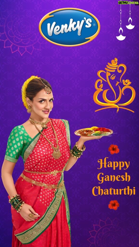 Esha Deol Instagram - May Lord Ganesha’s blessings guide us towards new beginnings, and illuminate our lives with Wisdom, Success, and Good Fortune 🧿 Happy Ganesh Chaturthi 🌺🙏🏼 🌺 #EshaDeolxVenkys#GaneshChaturthi#VenkysGaneshChaturthi#EshaDeol#GanpatiBappaMorya#FestivalJoy#DivineCelebrations #Ganeshotsav#BlessingsOnReels #GaneshFestival#CelebrityBlessings #Reels #TrendingReels #ReelItFeelIt #Gratitude 🧿♥