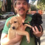 Ethan Hawke Instagram - Two sisters, Georgia and Jett. When we went to the shelter, one of my daughters wanted one and her sister wanted the other, so we took them both. Happiness ensued. #NationalPuppyDay