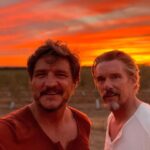 Ethan Hawke Instagram - Golden hour is unreal in Spain. @PascalisPunk and I are wrapping production on #ExtrañaFormadeVida (#AStrangeWayOfLife). It’s been a dream to work with Pedro Almodóvar and his wonderful team. Apologies for my Spanish. Have a great weekend, everyone.