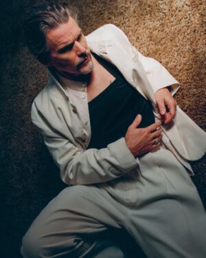 Ethan Hawke Instagram - sharp magazine | november issue 

Photography by @heatherhazzan Hazzan (Eye Forward)
Styling by @mjonf (The Wall Group)
Grooming by @jennieredd (Tracey Mattingly Agency) using Bahamian and Brooklyn Grooming
Lighting Director: John Busch
Photo Assistants: Luke Nilsson, Yoel Collado, Ashlee Huff
Stylist Assistant: Brodie Reardon
Cover story: Sadaf Ahsan
Creative direction: @saharxnooraei
Art Director: @rdspilgrim
Entertainment Editor: @elyciarubin
Fashion Director: @bananahales