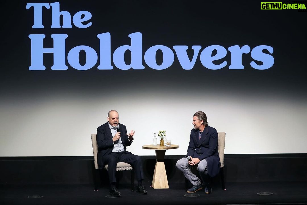 Ethan Hawke Instagram - My friend Paul Giamatti is brilliant in THE HOLDOVERS and we had a ball talking about the film. If you haven’t seen him in @theholdoversfilm yet, you must!