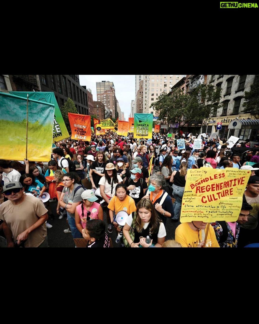 Ethan Hawke Instagram - This weekend at the #MarchtoEndFossilFuels in NYC amongst 100,000 activists, indigenous groups, students and fellow citizens. This was organized ahead of the United Nations Climate Ambition Summit calling on our governments and financial institutions to address the issue of equality and climate justice immediately. Thanks especially to the Global Alliance of Territorial Communities (@globalalliancet) for your advocacy to ensure indigenous peoples globally are recognized as essential actors in the fight against climate change, the protection of biodiversity, and the sustainable management of territories. Second Image: Spencer Platt / Getty Images