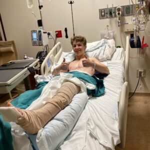 Ethan Wacker Instagram - Broke my leg in two places today, fun stuff. Spending the night at the hospital and getting surgery tomorrow. However, spirits remain high