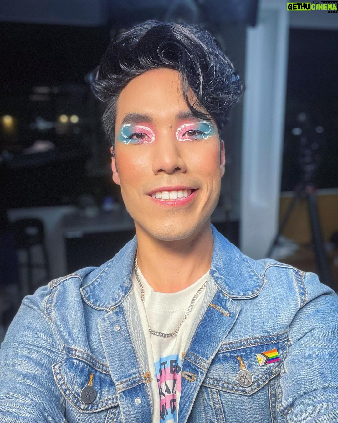 Eugene Lee Yang Instagram - Thrilled to be the latest guest in the hot seat on @netflixgolden's #SpilltheBobaTea talking all things Nimona with @wongfuphil at @bopomofocafe!🧋 Phil crafted a custom boba drink based on my life while we bonded over praising Manny Jacinto 🤩. 💋makeup by @ariannachayleneblean 🏳️⚧️sweater by @megemikoart