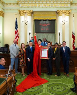 Eugene Lee Yang Instagram - I’m overjoyed to have been honored by the @calgbt Caucus at the CA State Legislature for Pride alongside some incredible LGBTQ+ leaders. 🥹 Thank you to @aimhighgetlow for nominating me and for introducing #ACA5 alongside @scott_wiener to enshrine marriage equality protections in the state constitution. 👏

This humbling recognition is dedicated to all of y’all - my queer family and allies - who have supported me. I’ll continue to fight for the rights of our beautiful, vibrant community while being unapologetically gay. 🏳️‍🌈✊🏳️‍⚧️

Styling by @colinmanderson 
Looks by @queerawang 
Jewelry by @christinebukkehave 
Bag by @luxedujour
Shoes by @alessandrovasiniofficial