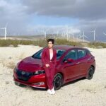 Eugene Lee Yang Instagram - Dream Car Contender 2️⃣: the all-new Nissan Leaf! What better way to test out @NissanUSA’s flagship electric vehicle⚡ than a road trip to Palm Springs? 🌴 “Wow, dinosaurs!” 🦖 #NissanPartner 🦕