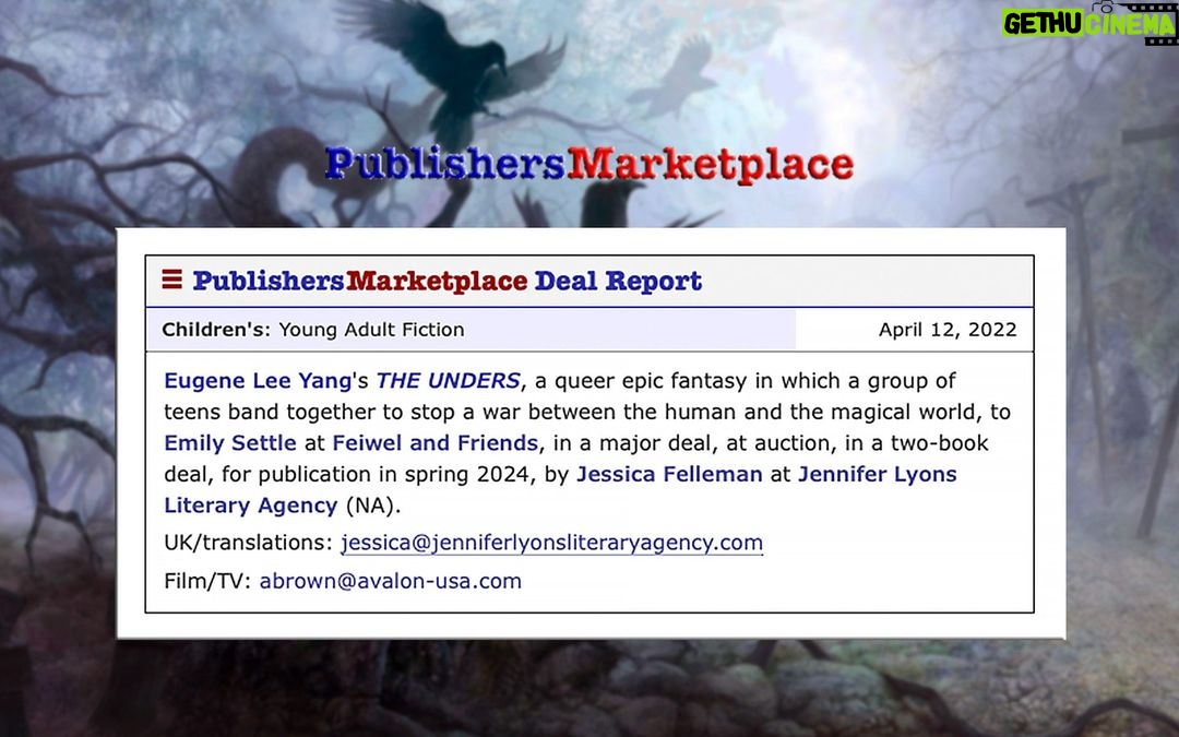 Eugene Lee Yang Instagram - A dream come true: I'm thrilled to finally share that my queer fantasy epic YA novel will be released as a duology! I've been working on this incredibly special story and characters for a very long time and can't wait for you to enter the world of The Unders. ππΈπ»π§πΌππ§πΏπ§π½ββοΈπ¦
