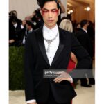 Eugene Lee Yang Instagram – #metgala 
hair by @daviddanggg 
makeup by @vanmakeupnyc 
nails by @sojinails 
necklace by @ericksonbeamon 
vintage tuxedo by @dior @hedislimane 
shoes by @jimmychoo 
special thanks to @derekblasberg @nickbrown @voguemagazine & @metmuseum The Metropolitan Museum of Art, New York