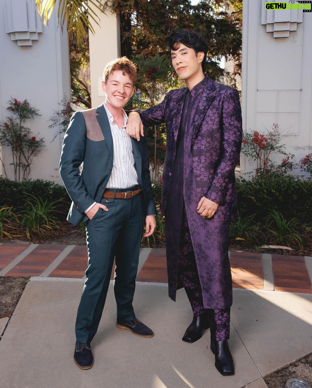 Eugene Lee Yang Instagram - Oscars Nominees Luncheon🪻 #Nimona styling by @colinmanderson hair by @daviddanggg makeup by @ariannachayleneblean suit by @hiromi.asai ear cuffs by @ladygreyjewelry ring & bracelet by @noritamy shoes by @unitednude photos by @jdrenes