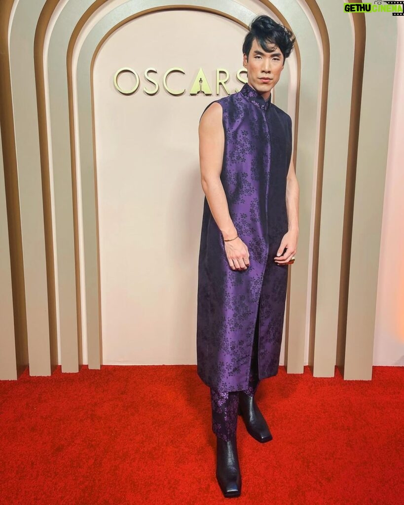 Eugene Lee Yang Instagram - Oscars Nominees Luncheon🪻 #Nimona styling by @colinmanderson hair by @daviddanggg makeup by @ariannachayleneblean suit by @hiromi.asai ear cuffs by @ladygreyjewelry ring & bracelet by @noritamy shoes by @unitednude photos by @jdrenes