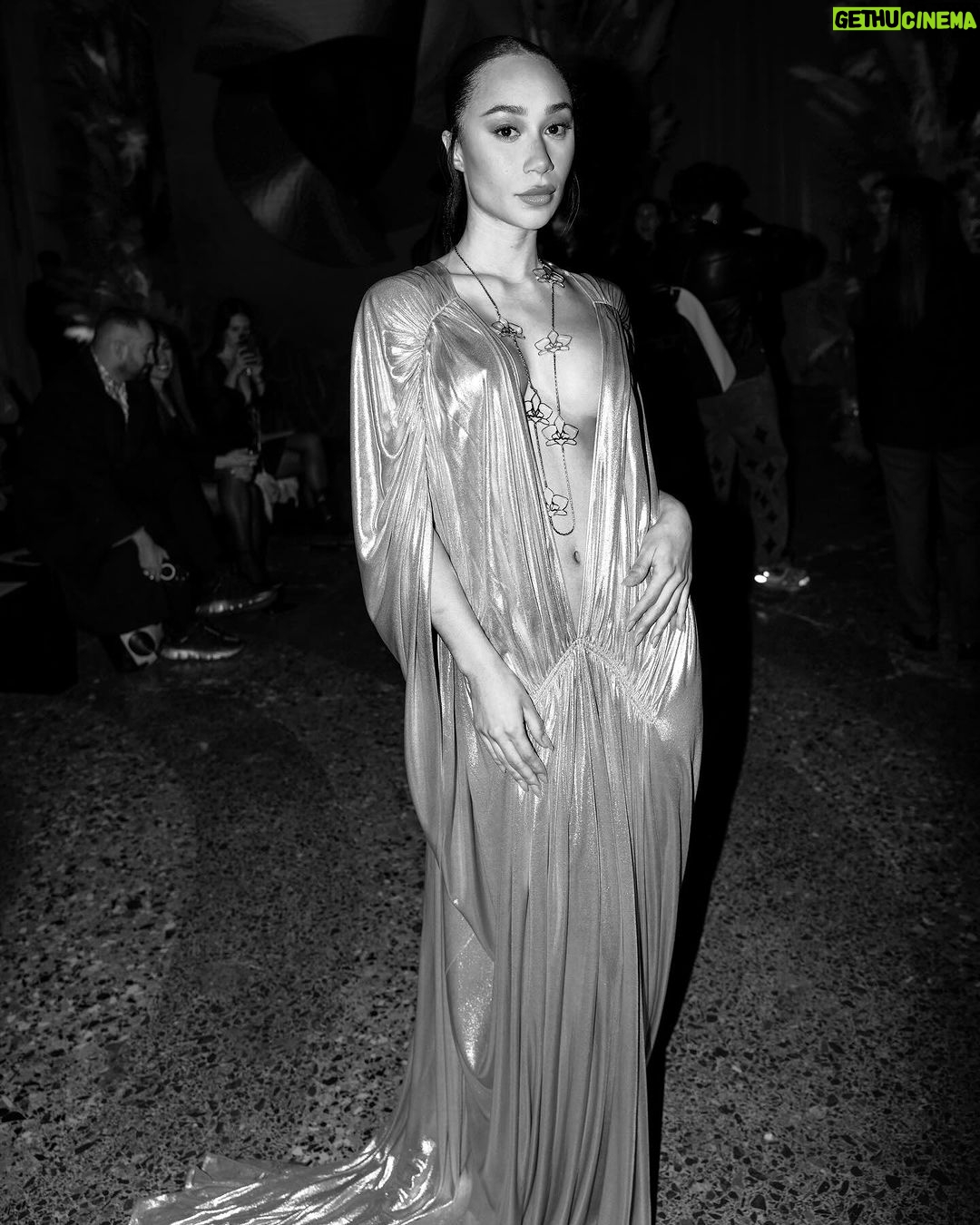 Eva Marisol Gutowski Instagram - Wait so i was a silver girl this whole time??! 🫣🪙📎 Me for the @gennyofficial FW24 show in Milan 🩶