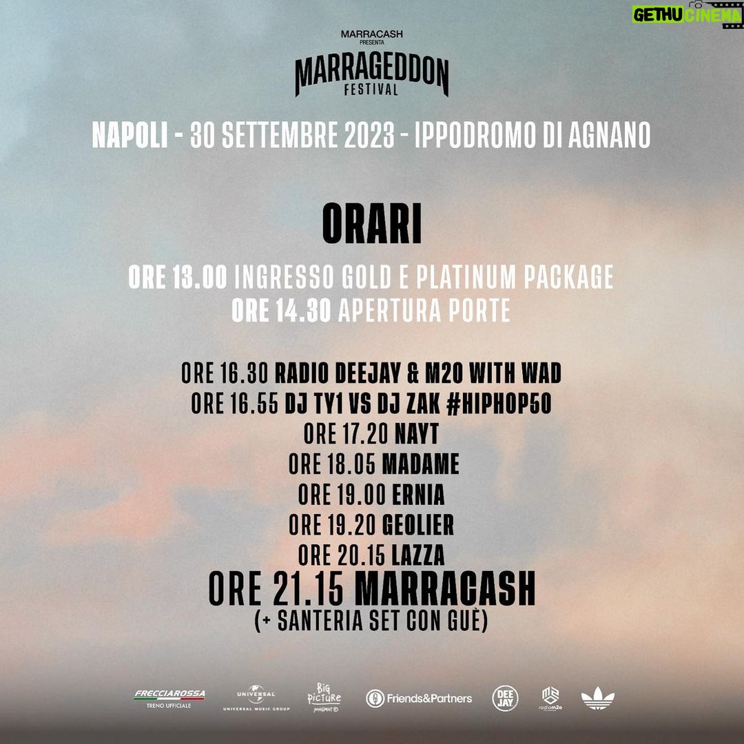 Fabio Bartolo Rizzo Instagram - ⚠️INFO UTILI PER NAPOLI⚠️ In questo post troverete orari della line up musicale e orari ingressi per il Marrageddon del 30 settembre a Napoli! Vi invitiamo a leggere con attenzione. Il resto delle informazioni arriveranno nei prossimi giorni. Tutte le info le trovate anche sul sito di @friendsandpartners Napoli, Italy
