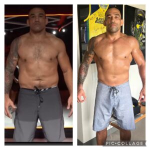 Fabrício Werdum Instagram - O desafio de 60 dias me tirou da zona de conforto para que eu alcançasse a minha melhor versão. Acho que esse ensinamento pode ser levado para todas as áreas da vida e serve para todas as pessoas. 
Temos dezenas de desculpas para não fazermos certas coisas (Manual), mas se focarmos no objetivo, com determinação, conseguiremos superar a nós mesmos e aos nossos limites. E o mais importante disso tudo é o sentimento de concretizar esse sonho…é o “eu consegui”. Com ajuda do meu time e principalmente, pela minha vontade de vencer, EU CONSEGUI! E você também consegue! 
Obrigada a todos pelo incentivo, suporte e boas energias! Seguimos em frente! 

EQUIPE DO PROJETO: @correabodybuilder @evertonmaypersonal @dr.rafaelgallassini @art.of_creative 

OBS: As fotos estão de frente para trás! 

Dia 1 / 122 kgs e 22% de gordura 

Dia 60 / 110 kgs e 13% de gordura 

Para ver o último dia do desafio: canal Eduardo Corrêa no YouTube