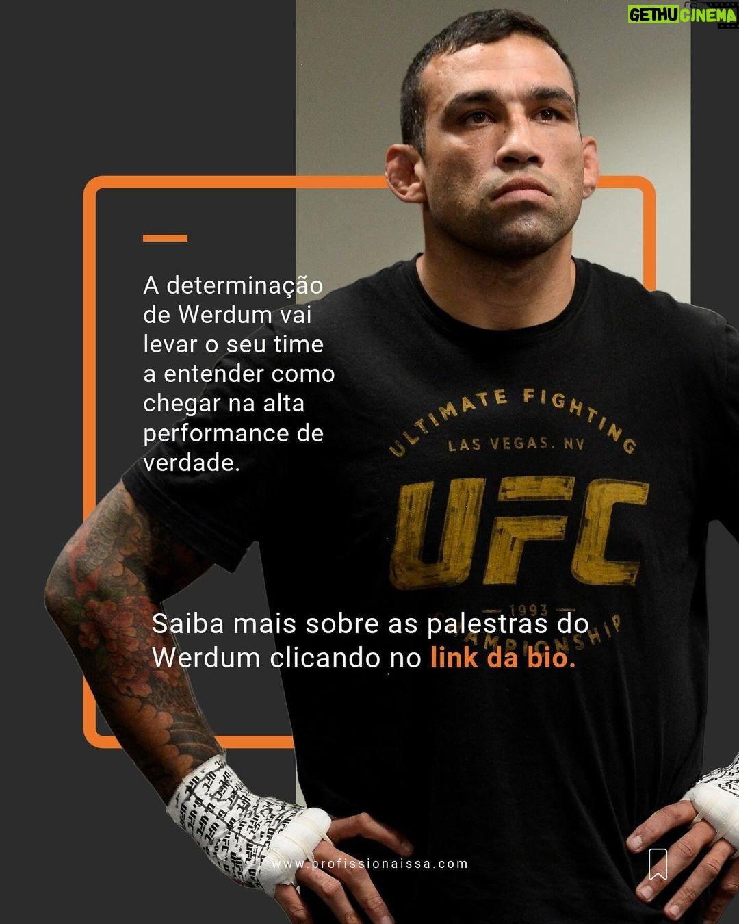 Fabrício Werdum Instagram - Mais um nome de peso palestrando exclusivamente com a PSA! É com muito orgulho que apresentamos nosso mais novo palestrante exclusivo: Fabrício Werdum! Além da força: a resiliência para permanecer na Alta Performance. Fabrício Werdum é o campeão do UFC que sabe como superar obstáculos e elevar a régua a cada novo desafio. Sua trajetória o colocou no hall da fama da ADCC (Abu Dhabi Combat Club) após conquistar seis medalhas e se tornar referência no MMA. Sua carreira no esporte é brilhante, mas não se limitou aos ringues: hoje, Werdum é empresário no ramo de carnes nobres e já fatura milhões. Como palestrante exclusivo, ele compartilha sua experiência e visão estratégica como atleta e empreendedor de sucesso. Ao contratar Fabrício Werdum para palestrar em sua empresa, você estará investindo no desenvolvimento pessoal e profissional dos colaboradores, levando sua empresa a outro patamar. Agende agora uma palestra com Fabrício Werdum clicando no link da Bio e impulsione sua equipe para a alta performance! #FabricioWerdum #VivaaPalestra #PalestrantesInspiradores #Palestras #EventoCorporativo #Mentoria #Motivacao #Esporte