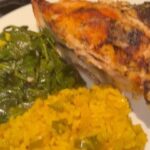 Faith Evans Instagram - Easter vittles be like… Fizzy’s version of Ruth’s Chris stuffed chicken tits, homemade yellow rice n sautéed spinach #Fizzyskitchen #popupshop