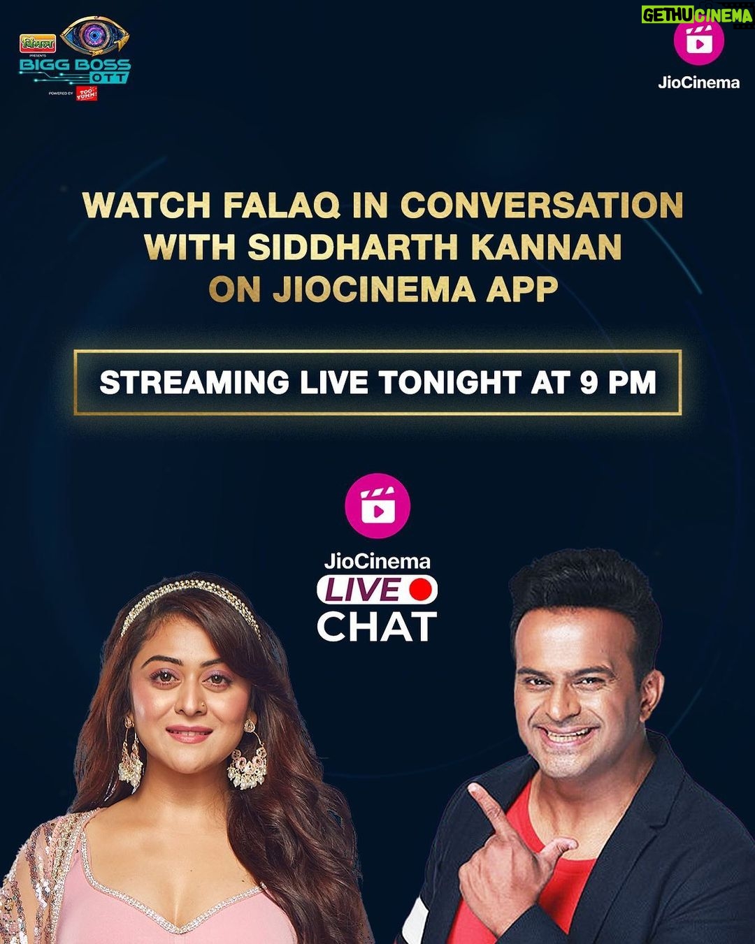 Falaq Naaz Instagram - Hogi interesting topics par baat, in this exclusive mulaqat! Join @falaqnaazz as she talks about her journey in this fun chat with @sid_kannan Tune in tonight at 9 pm for the LIVE Chat, streaming free on #JioCinema. #FalaqNaaz #SiddharthKannan #BBOTT2 #BBOTT2onJioCinema #BiggBossOTT2