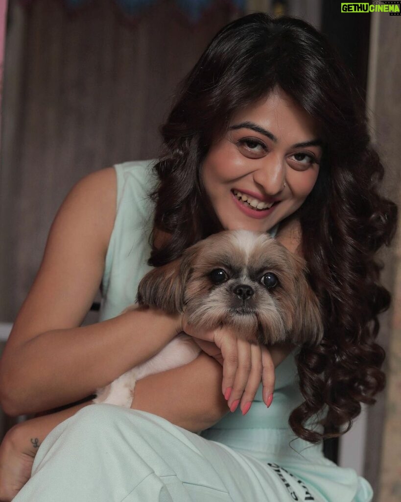 Falaq Naaz Instagram - Pawdon me for being cute😜😅 . . Styled by - @purvabansal5 Outfit by - @sketchvibes.co . . #picture #falaqnaaz #falaqkifauj #ootd #pet #laila #explore #foryou #postoftheday