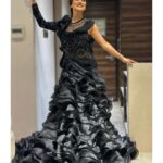 Falaq Naaz Instagram - Drenched in BLACK ♠️ Radiating Grace✨ . . An evening for @charmisdesign ✨❤️ Outfit-: @charmisdesign Mua-: @vanshikhachanglanimua . . . #foryou #showstopper #falaqnaaz #explore #fashionshow #rampwalk #black #gown