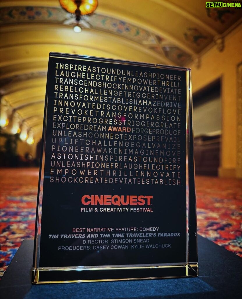 Felicia Day Instagram - Cinequest 2024 jury prize for best feature comedy is TIM TRAVERS AND THE TIME TRAVELER'S PARADOX! It has been such an insane week out here! Myself, Sam Dunning, Felicia Day, and just so many others! What a way to wrap up our world premier! Thank you. Everyone who came out to Cinequest and do everyone who supported! More Tim Travers news coming soon!