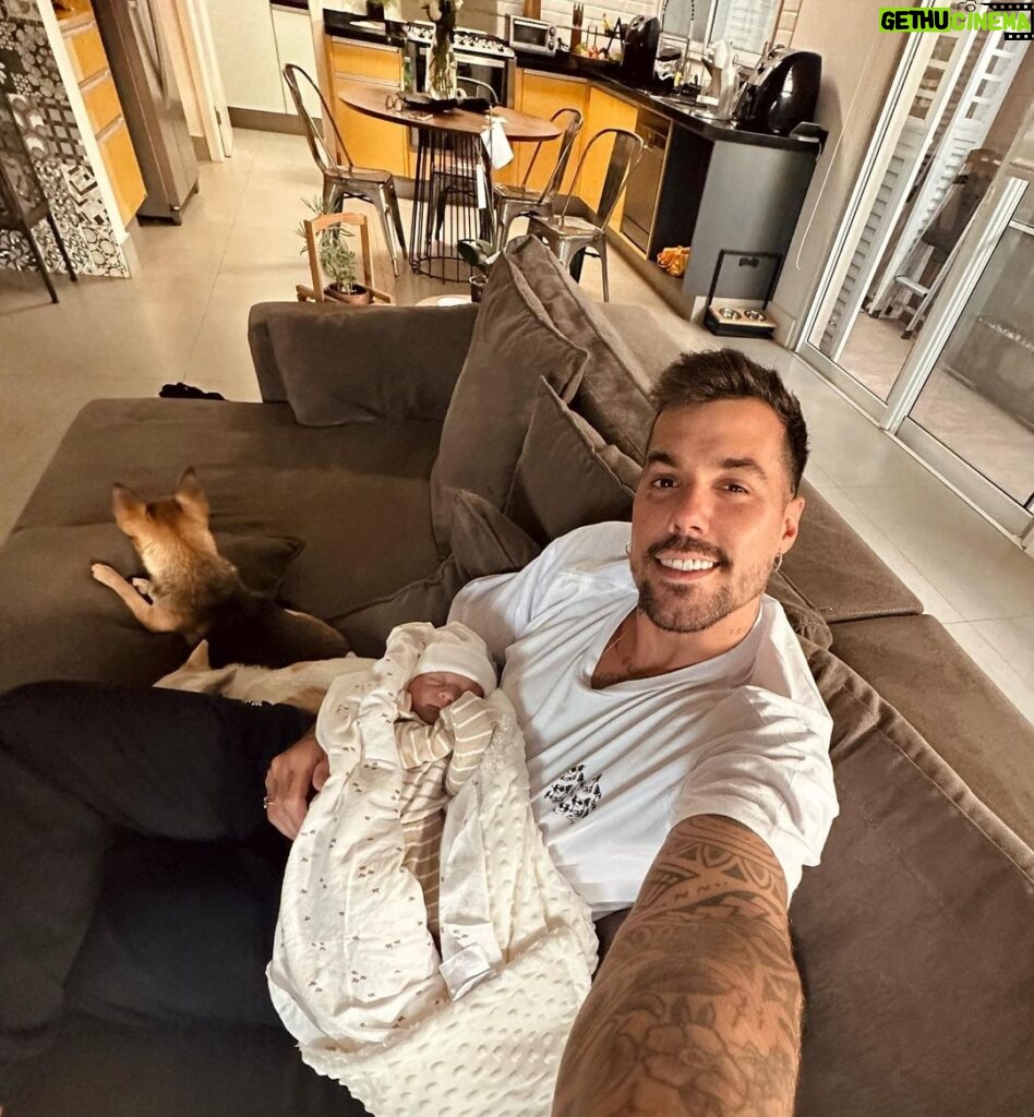 Felipe Ribeiro Instagram - Dionisio sendo travesseiro do Dom e Arnoldo na escolta 🫶🏽 tudo que mais sonhei, meus filhos 🐶 🐶 👶🏼
