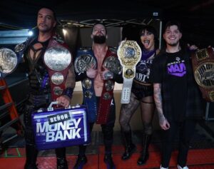 Fergal Devitt Instagram - DOUBLE DOUBLE 

@archerofinfamy @rhearipley_wwe @dominik_35