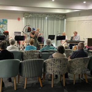 Flea Instagram - played my heart out for the fine ladies and gents at this nursing home ,caring for the elderly in australia this morning.