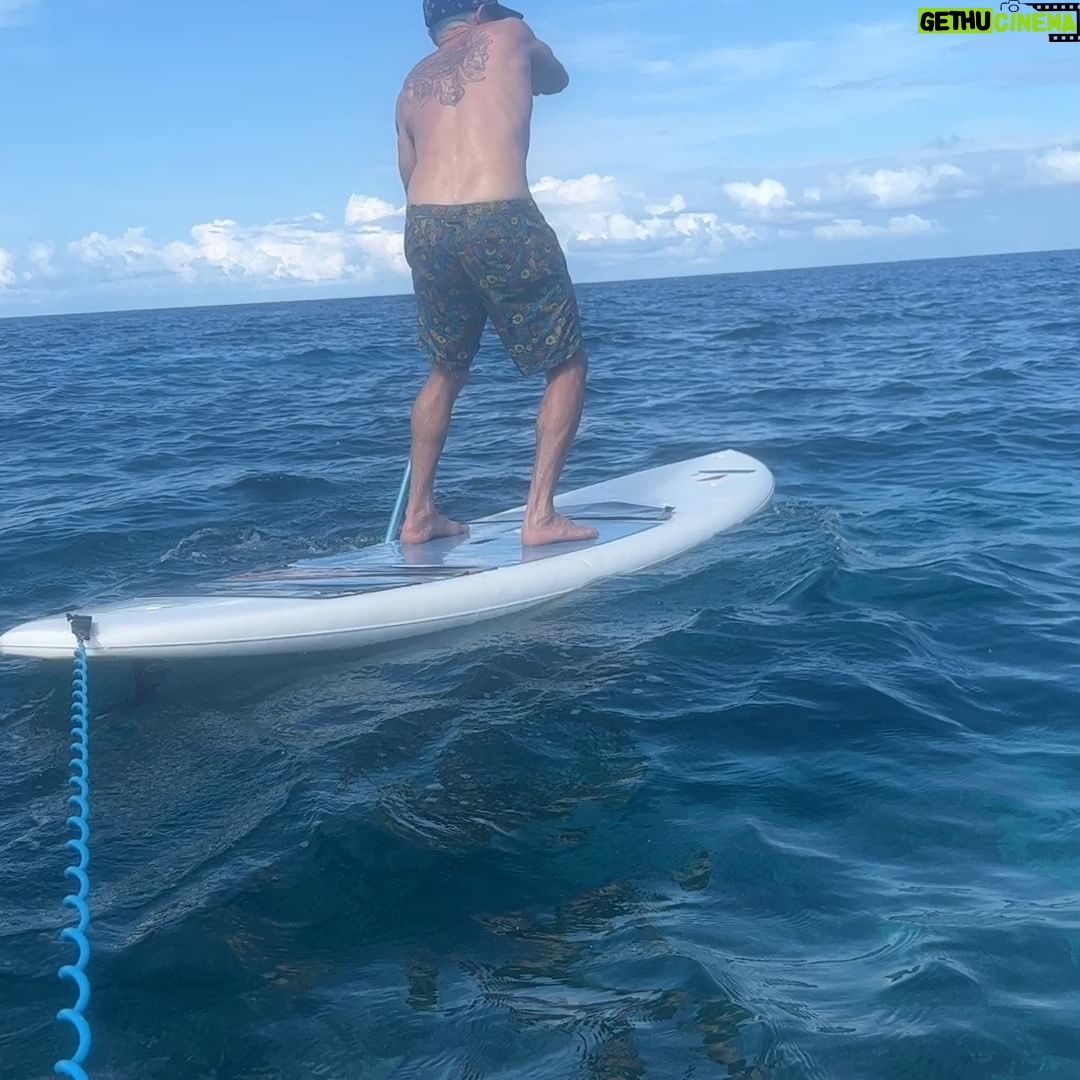 Flea Instagram - pulling my whole wife like i'm a mule of the sea, while she relaxes on her board and films me putting in work
