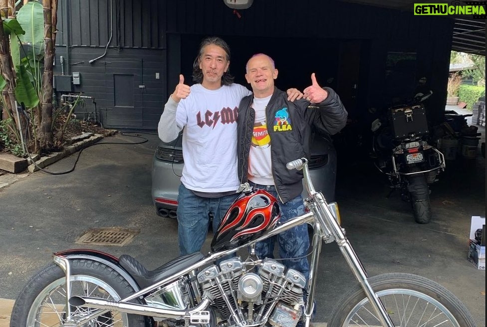 Flea Instagram - I am over the top elated like when I got my first bicycle for Christmas when I was 6 years old. I saw it and shook with excitement, fighting back tears, went to bed every night for weeks, excited to get up in the morning and run to it, to ride it down the street like the king of the world. @luckmc made me this magical motorcycle. He is a master craftsman, and I was so grateful to meet him, his glowing wife Kikko, and his helper Sui. He delivered me this motorcycle upon which I will ride for til the end of my days. Thank you Masa!!!