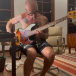 Flea Instagram - whats a guy supposed to do in his lonesome hotel room besides learn a jaco jam and draw, not to mention the expert juggling