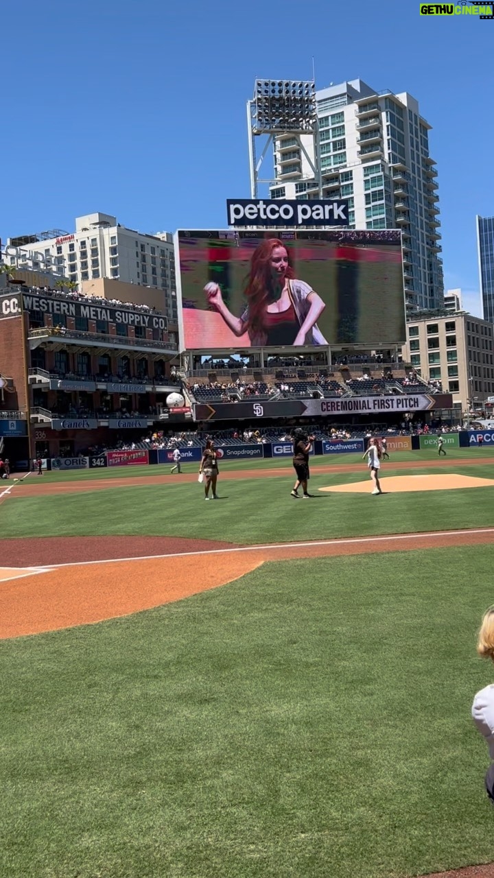 Francesca Capaldi Instagram - Thank you so much to the @padres for having me come out and throw the first pitch! Just the start of my baseball career 😮💨