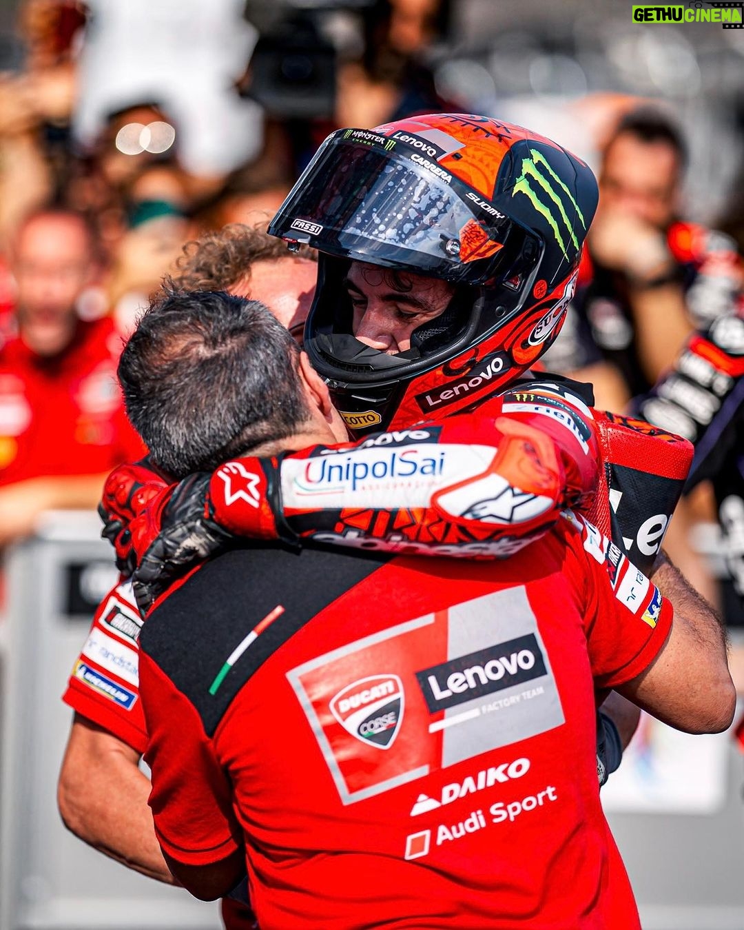 Francesco Bagnaia - 313.4K Likes - After the crash in Barcelona we went through a difficult moment and only my people knew how I really felt, I am really proud and lucky to have them. This victory is for us.
Today I only had one chance: to try to be the best version of me.
Terima Kasih Mandalika ❤️🔥 You gave me one of the most beautiful moments of the year. #Go1Free