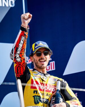 Francesco Bagnaia Instagram - Misano è sempre Misano ❤️
Grazie ragazzi, oggi avete fatto la differenza, ci meritiamo una Rossini 🍕 ( offre @ducaticorse 😂) #Go1Free