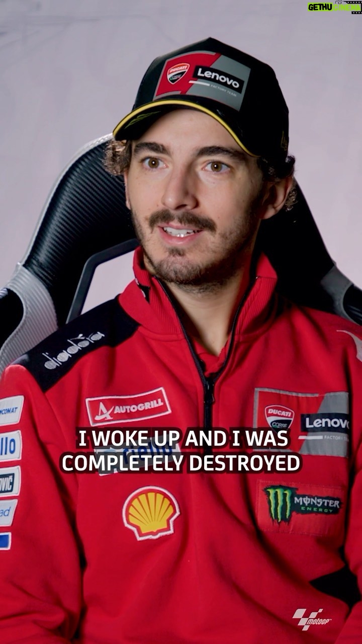 Francesco Bagnaia Instagram - Throwing it back to one of the toughest moments of the season... πͺ You can watch the full interview on #MotoGPβs YouTube Channel π #BACK2BACKgnaia π π #MotoGP #PB1 #Motorsport #Motorcycle #Racing