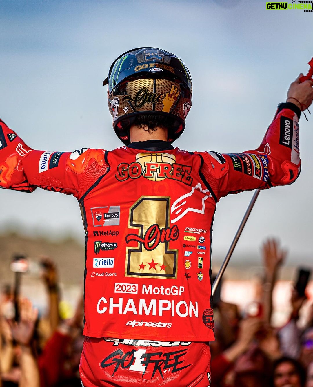 Francesco Bagnaia - 266.3K Likes - I always dreamed of winning the world championship by winning the race, and we did it.
I’ve always dreamed of racing with number 1 and reconfirming and we did it.
I always dreamed of having a team like ours.
We are living a beautiful love story, in spite of everything and in spite of everyone, and no one will ever be able to take that away from us.
Thank you ❤️ ⭐️⭐️⭐️ #Go1Free