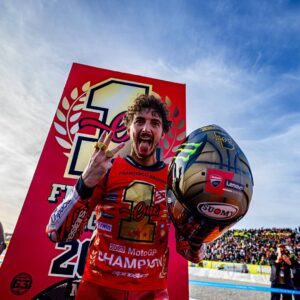 Francesco Bagnaia Instagram - I always dreamed of winning the world championship by winning the race, and we did it. 
I’ve always dreamed of racing with number 1 and reconfirming and we did it. 
I always dreamed of having a team like ours. 
We are living a beautiful love story, in spite of everything and in spite of everyone, and no one will ever be able to take that away from us. 
Thank you ❤️ ⭐️⭐️⭐️ #Go1Free