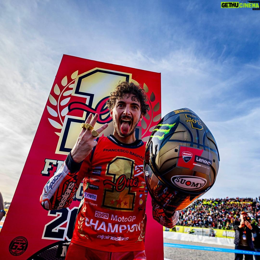 Francesco Bagnaia - 266.3K Likes - I always dreamed of winning the world championship by winning the race, and we did it.
I’ve always dreamed of racing with number 1 and reconfirming and we did it.
I always dreamed of having a team like ours.
We are living a beautiful love story, in spite of everything and in spite of everyone, and no one will ever be able to take that away from us.
Thank you ❤️ ⭐️⭐️⭐️ #Go1Free