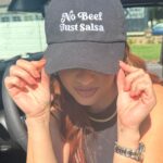 Francia Raísa Instagram - I got in trouble for not bringing a no beef just salsa hat for Angelica Vale today 🙈 while salsa is getting restocked you have the chance to purchase your shirt or hat. It’s a LIMITED time drop and if you win a hat or shirt with my initials hidden inside it will unlock a very fun opportunity that i will be announcing in the future. So get yours now. Excited to see who the lucky winners are 😁 @angelicavaleoriginal I’m going to send you a hat soon! LINK IN BIO!