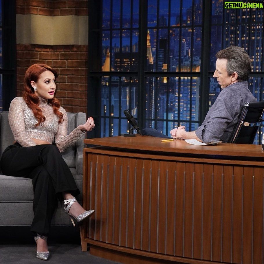 Francia Raísa Instagram - Had the best time with @latenightseth tonight! No notes 😜 #insidejoke tune in tonight on @nbcuniversal ✨ New episode of @himyfonhulu out now on @hulu