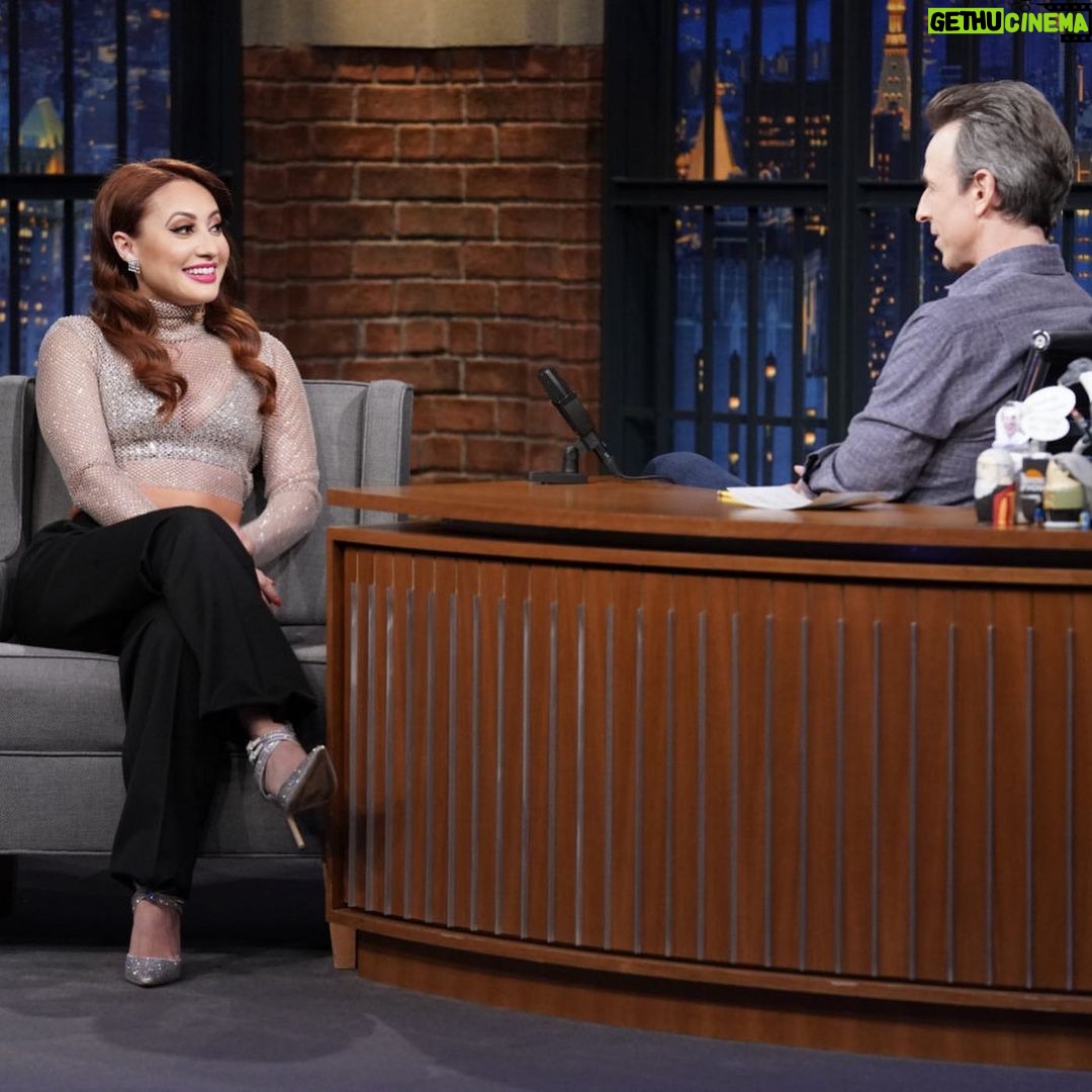 Francia Raísa Instagram - Had the best time with @latenightseth tonight! No notes 😜 #insidejoke tune in tonight on @nbcuniversal ✨ New episode of @himyfonhulu out now on @hulu