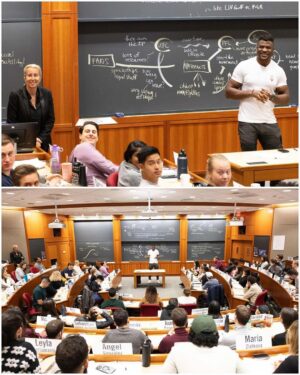 Francis Ngannou Instagram - It’s just business ♟️😏

Thank you @harvardhbs @anitaelberse for creating this case study and for having us. I guess now can call me Professor Ngannou 🤓🤣