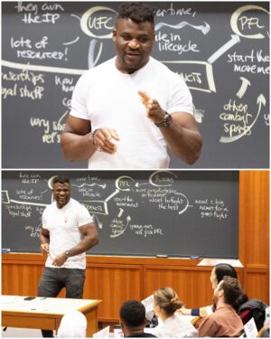 Francis Ngannou Instagram - It’s just business ♟️😏

Thank you @harvardhbs @anitaelberse for creating this case study and for having us. I guess now can call me Professor Ngannou 🤓🤣