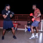 Francis Ngannou Instagram - I let @dadju punch me and he believes that he's the man for the job, stick in music bro, it's dangerous out here 🤣
