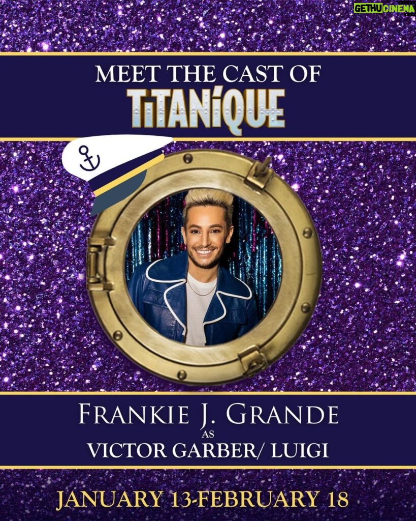 Frankie Grande Instagram - Captain Frankie Garber returns!! Our very own @frankiejgrande is reprising his role as Victor Garber in @titaniquemusical from Jan 13 - Feb 18👨‍✈ Catch us at the historic Daryl Roth Theatre in Union Square ✨