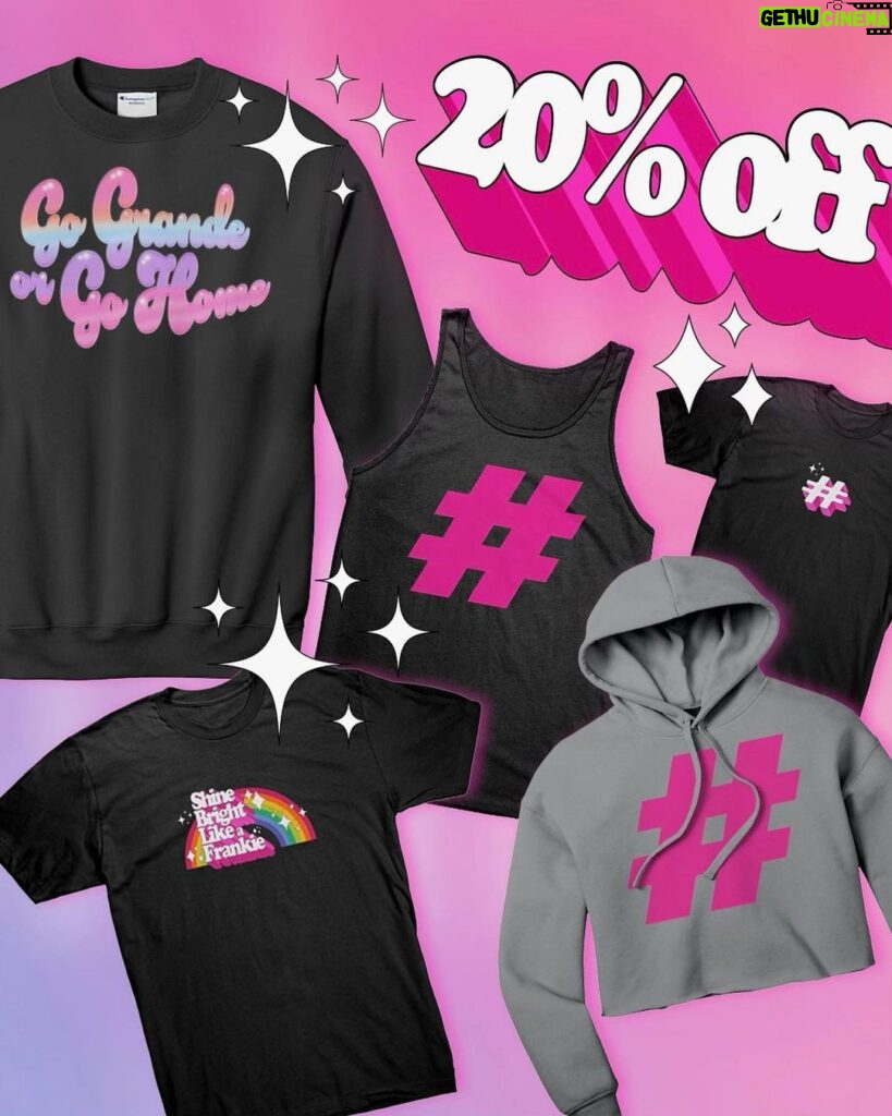 Frankie Grande Instagram - Happy Black Fridayyyy!!! To celebrate, I am officially launching my MERCH STORRE!!! 💞 I have t-shirts, sweaters, mugs, and more with some SUPER CUTE designs to get you in the holiday spirit. The ENTIRE store is 20% off for one week (applied automatically at checkout)! Please please please tag me in pics wearing the merch, I can’t wait to seeee you shining bright ✨ #linkinbio Frankiegrande.com