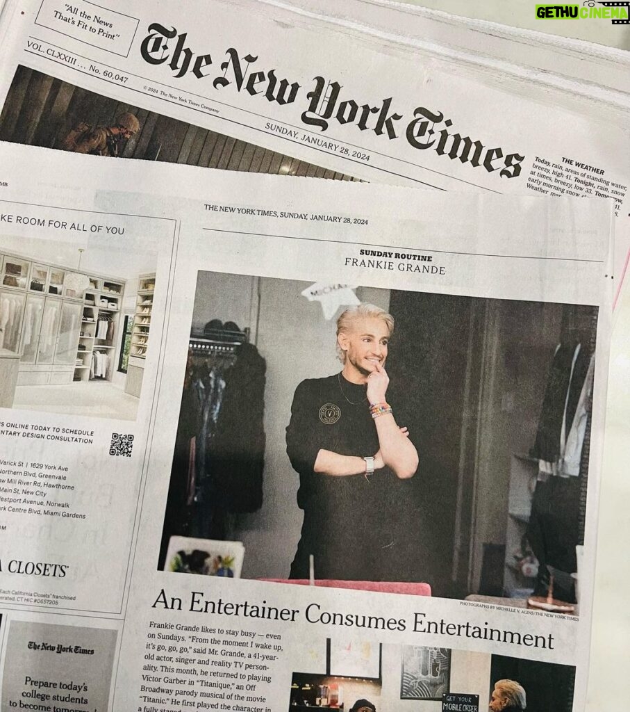 Frankie Grande Instagram - It’s MEEEE in the @nytimes!! ✨✨Thank you @smbahr14 and @michelleagins for helping tell my story!! This is so exciting!! AHHHH 🤯👏
